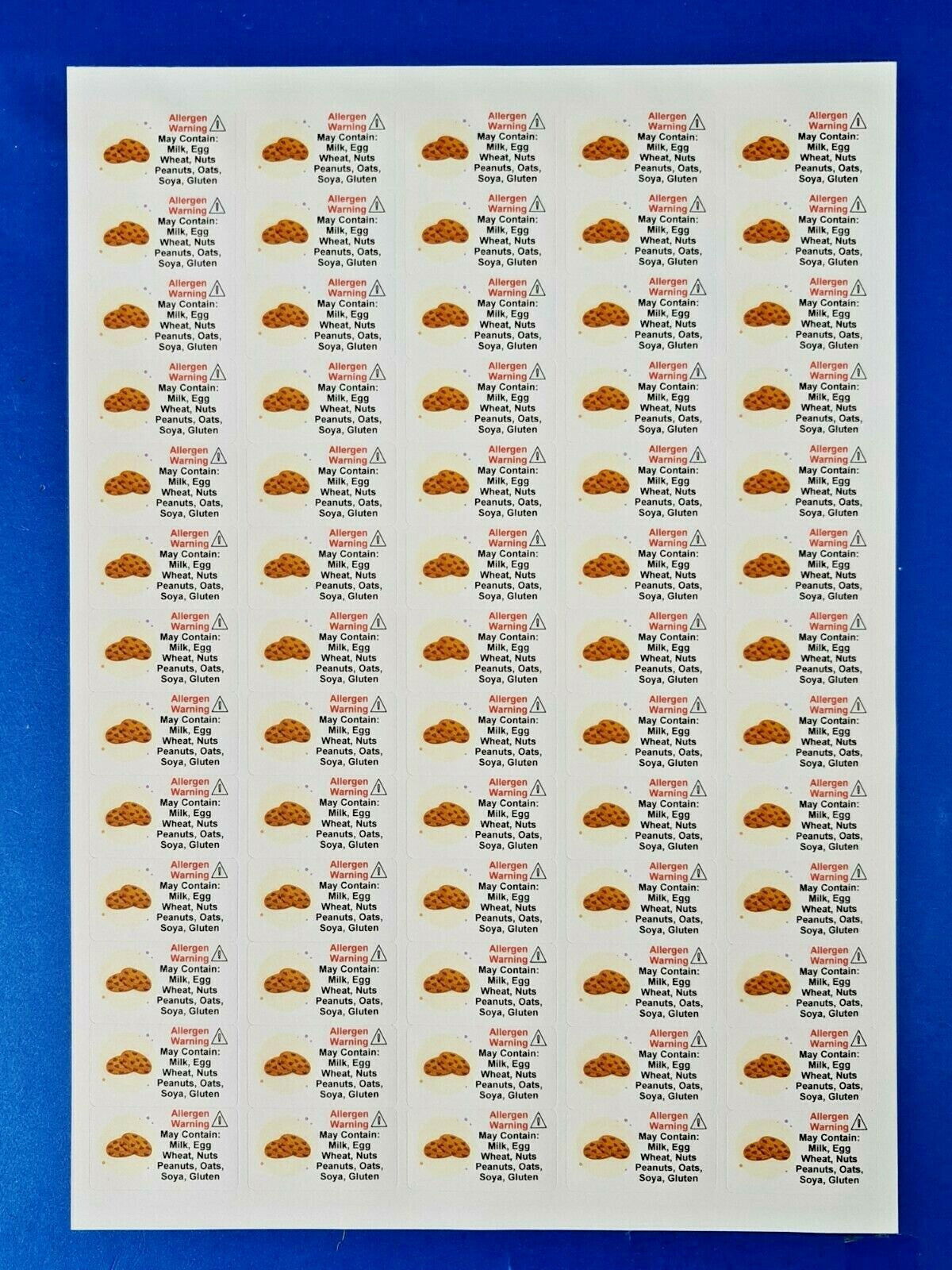 325 x Small Cookies Allergy Allergen Advice Warning Stickers Sticky Labels