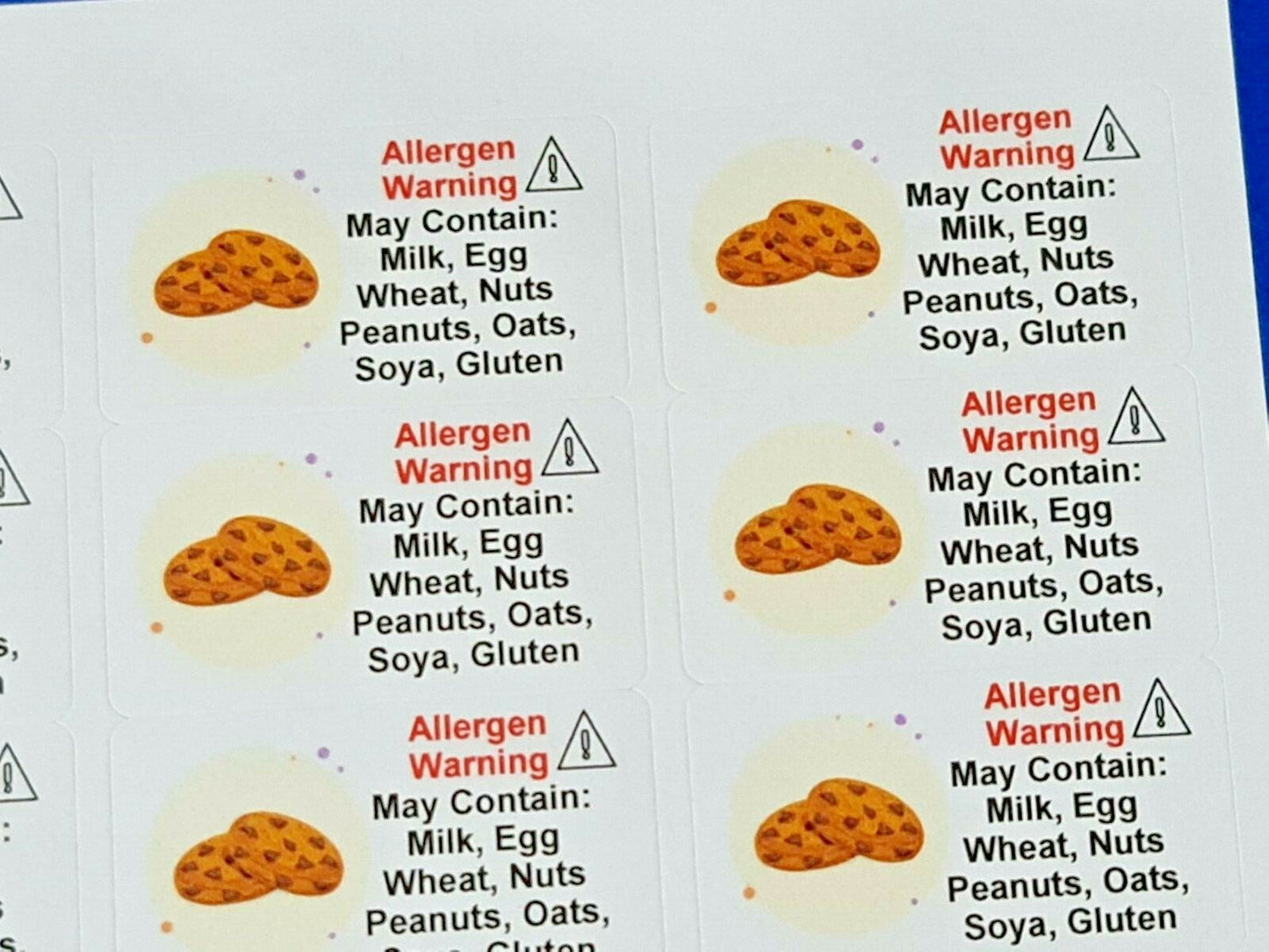 325 x Small Cookies Allergy Allergen Advice Warning Stickers Sticky Labels