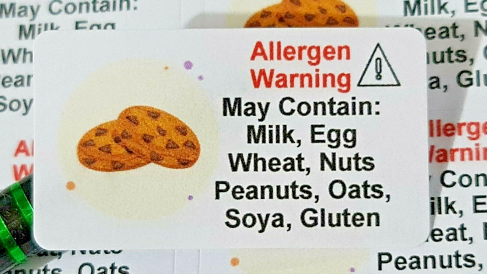 325 x Small Cookies Allergy Allergen Advice Warning Stickers Sticky Labels