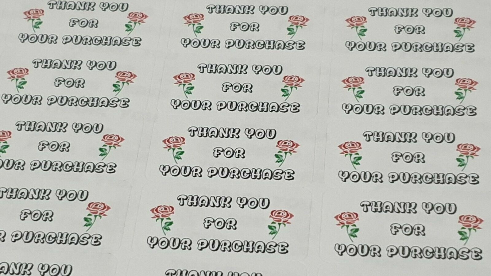 325 x Thank You for Your Purchase Labels Red Rose Sticky White Matte Labels