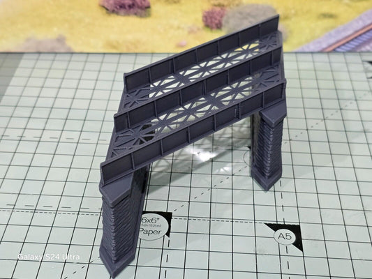 Z Gauge 45 deg Double Track Iron Girder Bridge Model Railway Layout 1:220 Scale