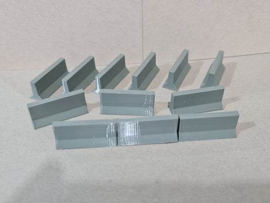 New 12 x Concrete Jersey Barriers OO Gauge 1:76 Scale Models Train Railway