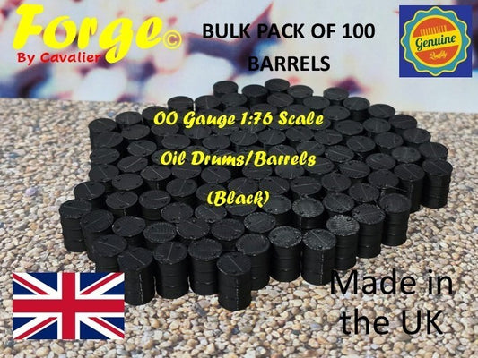 Oil Drum Barrels OO Gauge New Black 1:76 Scale Models Train Railway 100 Pack