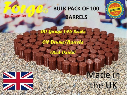 Oil Drum Barrels OO Gauge New Red Oxide 1:76 Scale Models Train Railway 100 Pack