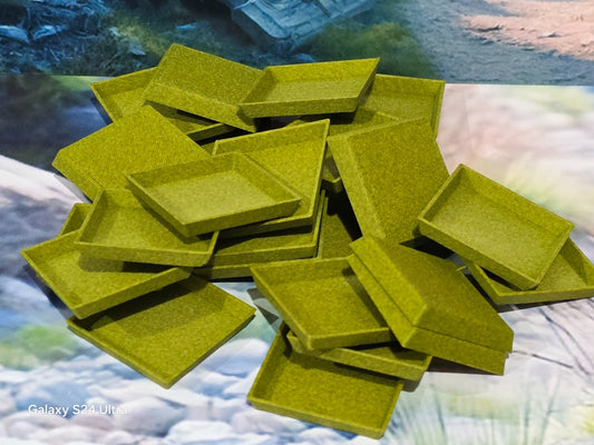 Wargaming Bases 25mm Square Moss Green PLA Plastic for War Gaming Tabletop Games