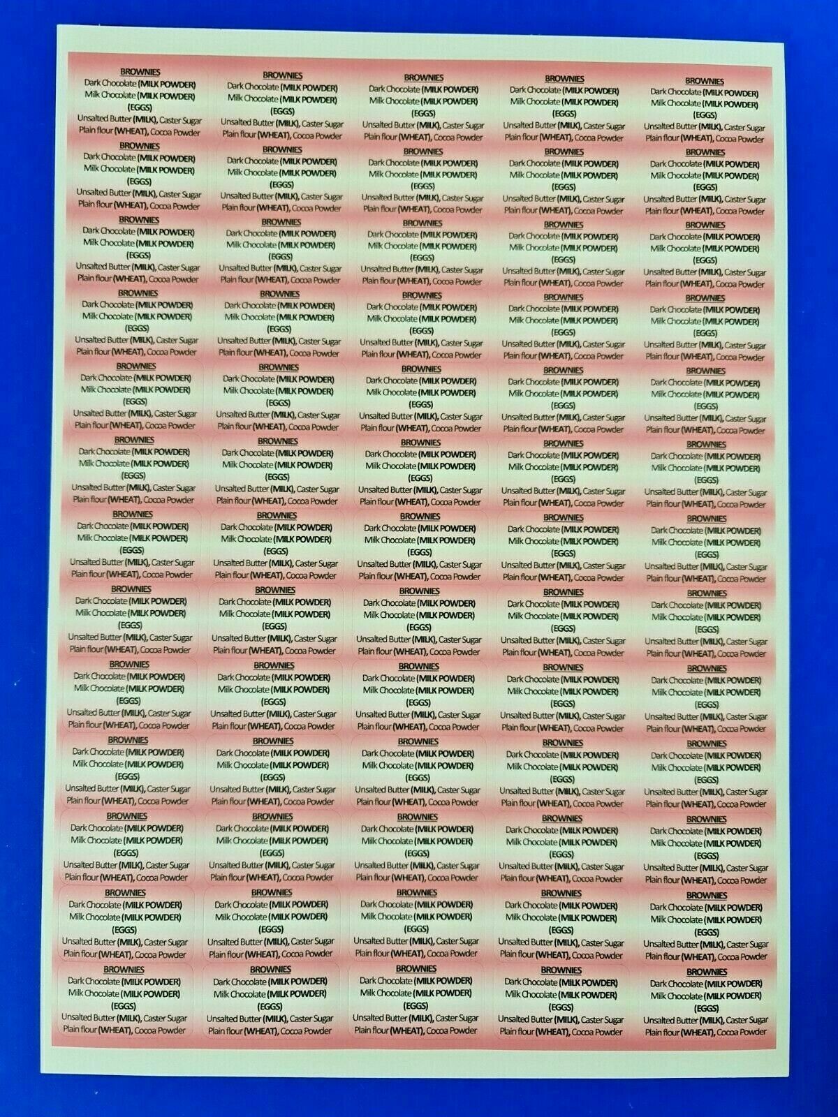 325 x Ingredient Labels Strawberry Shortcake Matte Labels Stickers