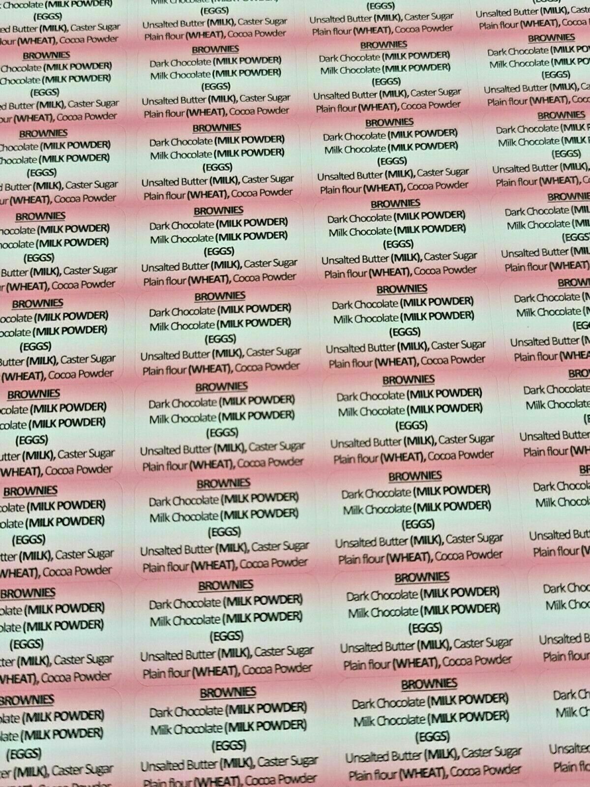 325 x Ingredient Labels Strawberry Shortcake Matte Labels Stickers