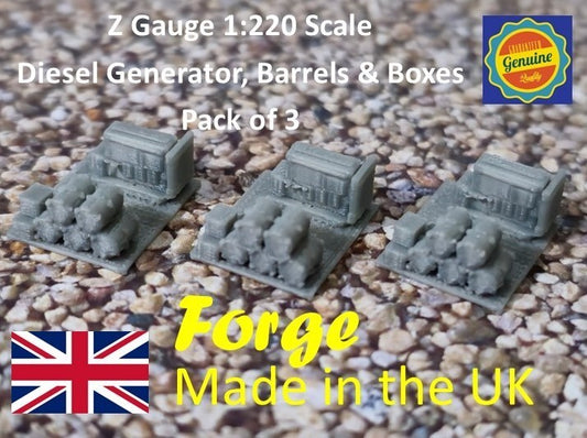 Diesel Generator Fuel Drums Crates Z Gauge 1:220 Scale Models Model Train