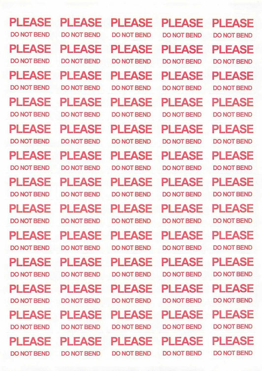 Please Do Not Bend Labels Stickers Self Adhesive Printed Post Mail