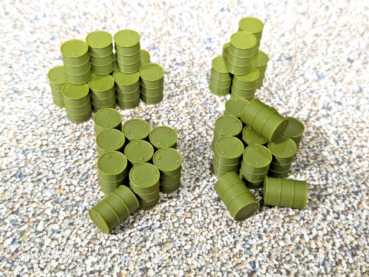 Wargaming Oil Drums Barrels 36 x Army Green 28mm Scale War Games Terrain