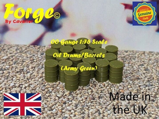 New Army Green Oil Drum Barrels OO Gauge 1:76 Scale Models Train Railway 20 Pack