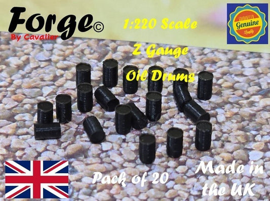 Oil Drums Barrels 200L Black Z Gauge 1:220 Scale Models Train Railway (20 Pack)