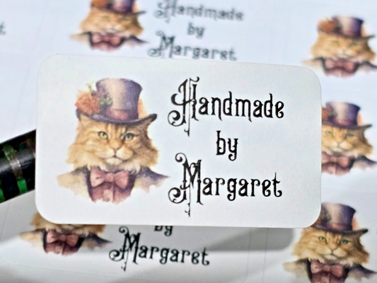 Victorian Cats Handmade by Labels Personalised Self Adhesive Address Stickers