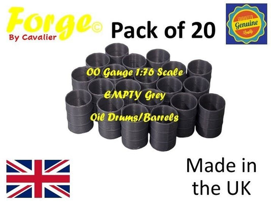 Oil Drum Barrels OO Gauge EMPTY Grey 1:76 Scale Models Train Railway 20 Pack