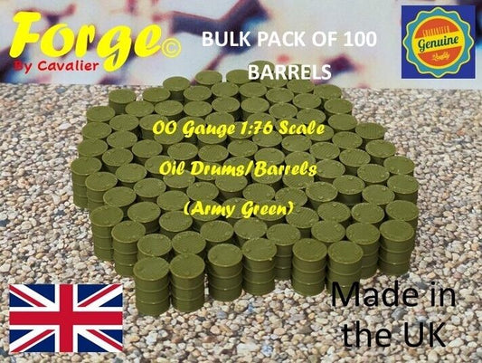 Oil Drum Barrels OO Gauge Army Green  1:76 Scale Models Train Railway 100 Pack