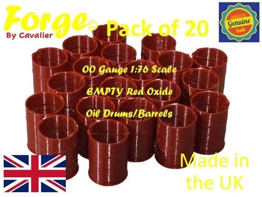 Oil Drum Barrels OO Gauge EMPTY Red Oxide 1:76 Scale Models Railway 20 Pack