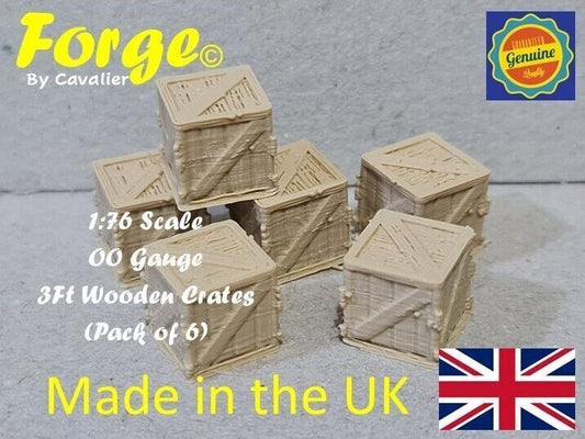 New OO HO Gauge 6 Pack 3ft Wooden Crates Model Train Railway Station Freight