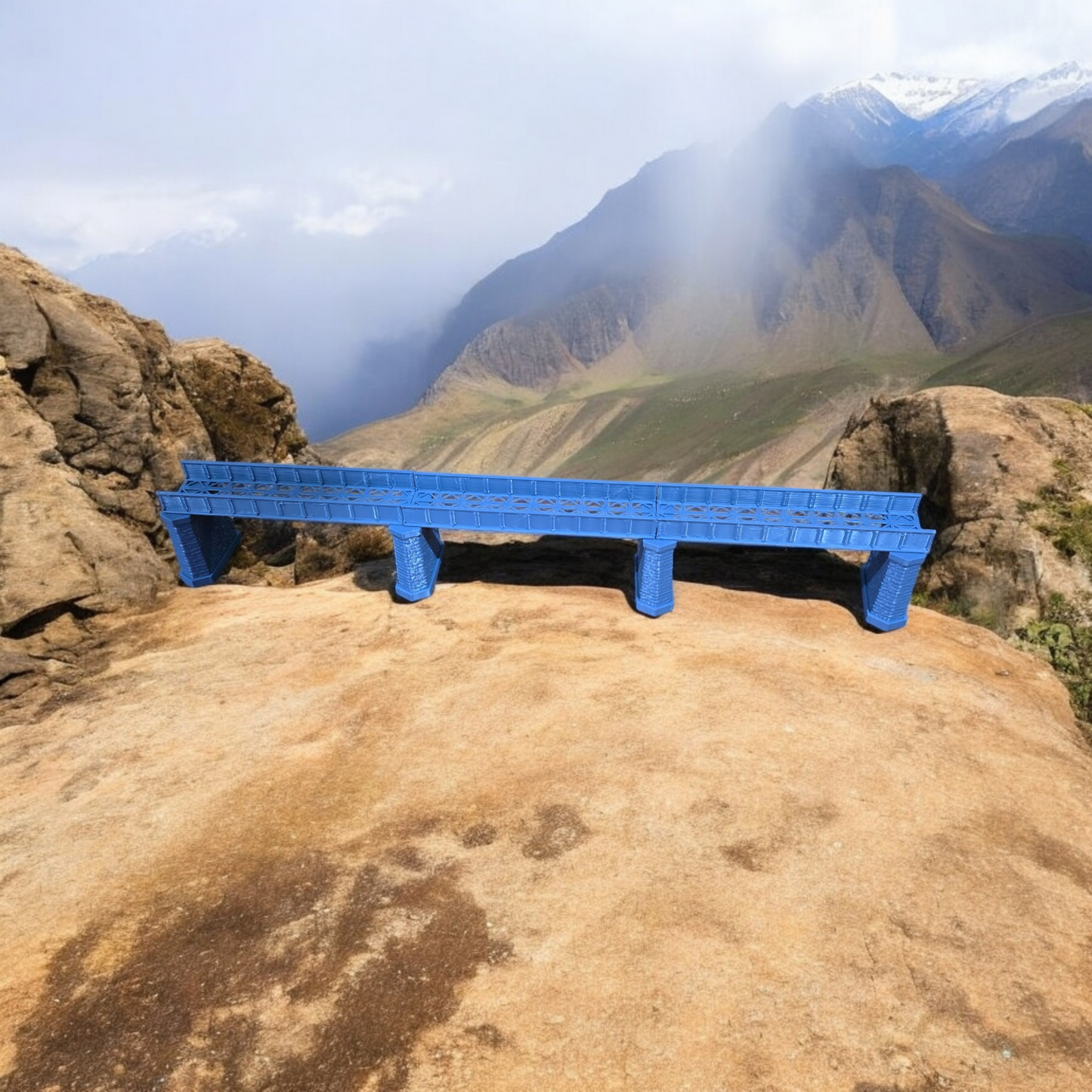TT Gauge Single Track Iron Girder Bridge 550mm Model Railway Layout 1:120 Scale