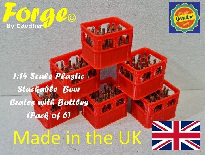 New Red 1:14 Scale 6 Pk Beer Crates & Bottles RC Tamiya Truck Lorry Diorama