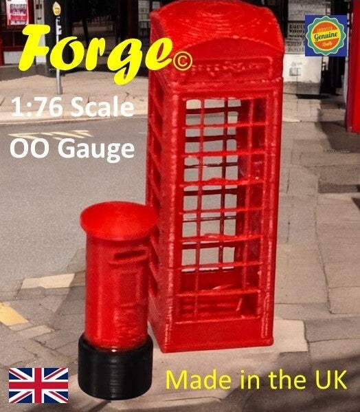 Telephone Box & Post Box 1:76 OO gauge Model Train Railway Diorama 1 of each