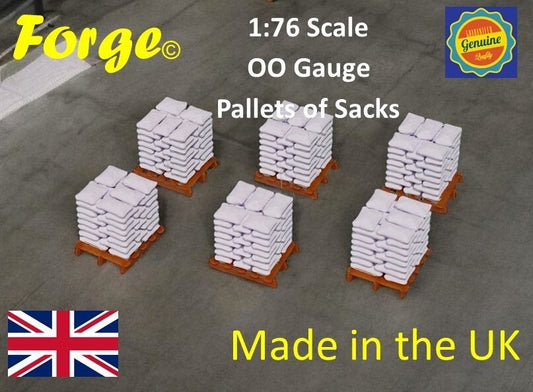Pallets of white Sacks brown pallet OO Gauge 1:76 Scale Model Railway (6 Pack)