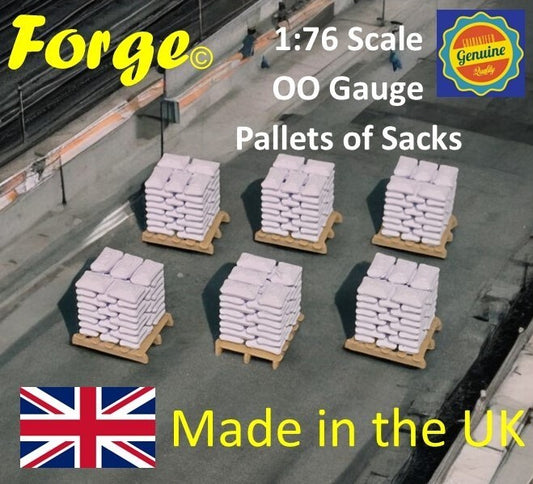 Pallets of white Sacks wood pallet OO Gauge 1:76 Scale Model Railway (6 Pack)