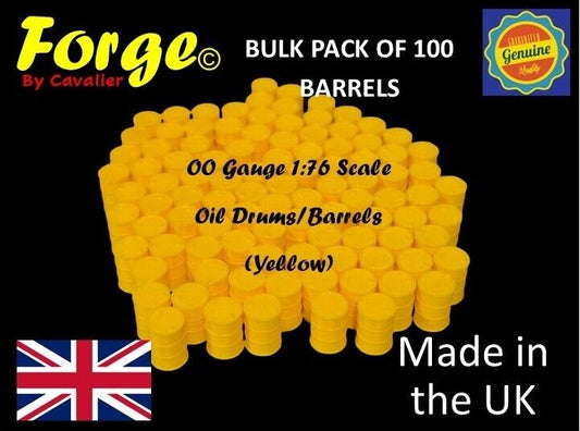 Oil Drum Barrels OO Gauge Yellow 1:76 Scale Models Train Railway 100 Pack