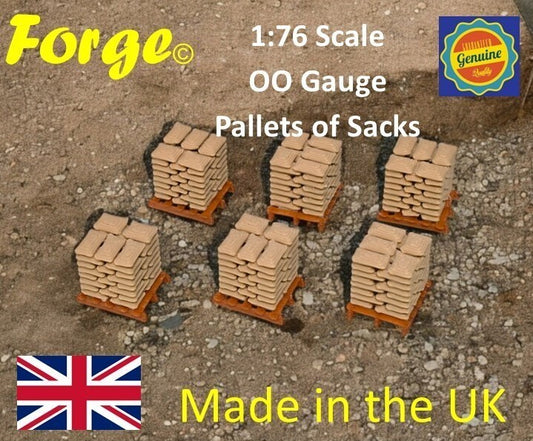 Pallets of Beige Sacks Brown pallet OO Gauge 1:76 Scale Models Railway (6 Pack)