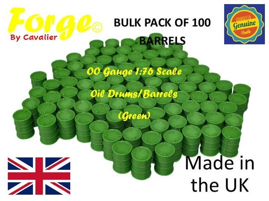 Oil Drum Barrels OO Gauge Green 1:76 Scale Models Train Railway 100 Pack