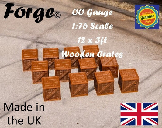 Wooden Crates 3ft Model Train Railway Station Freight New OO HO Gauge 12 Pack