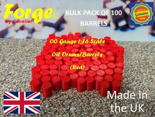 Oil Drum Barrels OO Gauge Red 1:76 Scale Models Train Railway 100 Pack