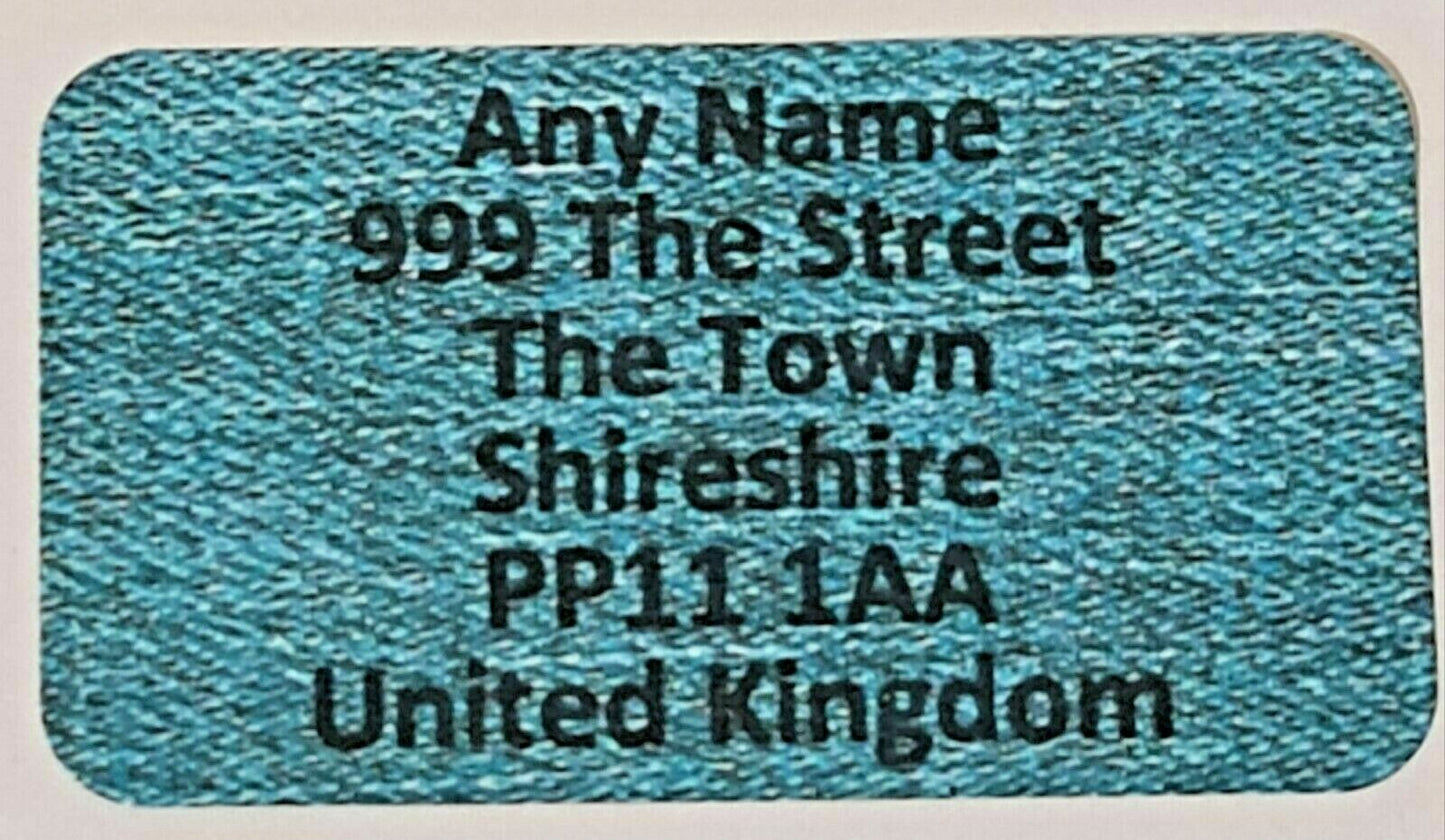 260 x Mini Blue Denim effect Personalised Name & Address Sticky Labels Stickers