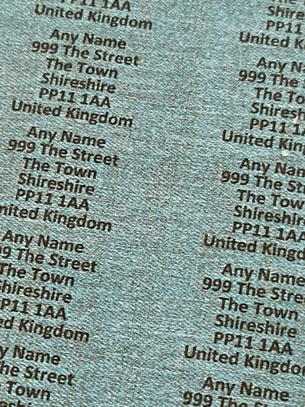 260 x Mini Blue Denim effect Personalised Name & Address Sticky Labels Stickers