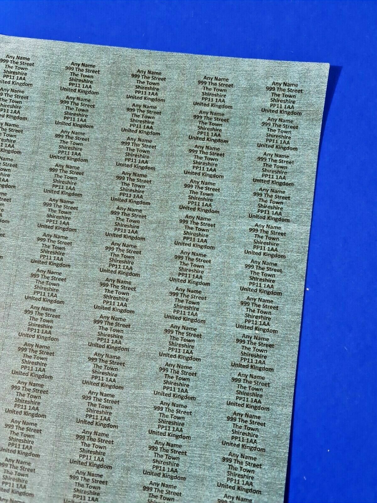 260 x Mini Blue Denim effect Personalised Name & Address Sticky Labels Stickers