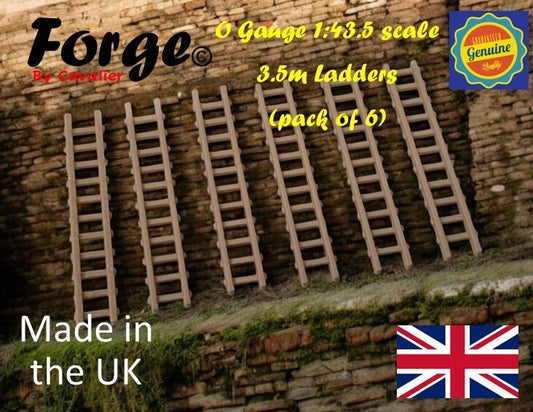Model Railway Ladders Accessories 3.5m O Gauge 1:43 Scale Pack of 6 Wood Colour