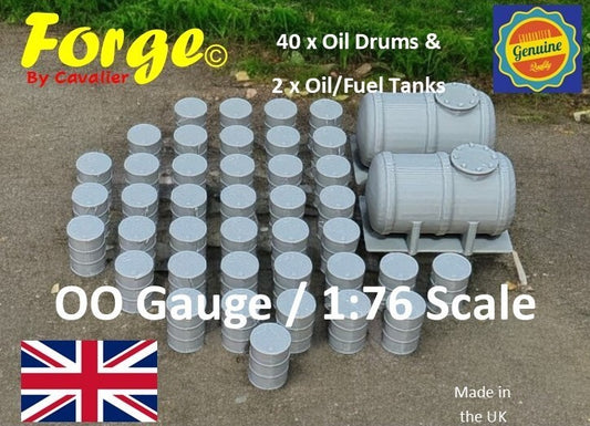 Oil Drums Oil Fuel Tanks x 40 : x 2 Model Railway Scenery OO Gauge 1:76 Scale