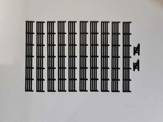 Fencing Railings OO HO New 10 Pack Black  Gauge 1:76 Scale Models Train Railway