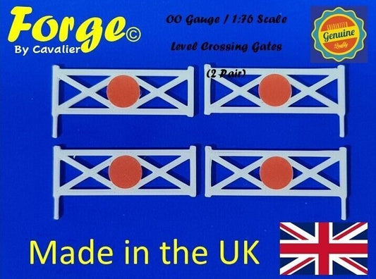 New 4 Pack (2 pairs) White OO/HO Gauge Level Crossing Gates 1:76 Scale