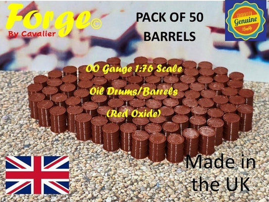 Oil Drum Barrels OO Gauge New Red Oxide 1:76 Scale Models Train Railway 50 Pack