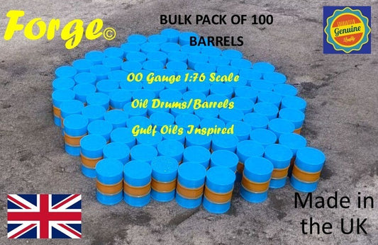 Oil Drum Barrels OO Gauge 100x Sky Blue & Orange Gulf Style Model Scenery
