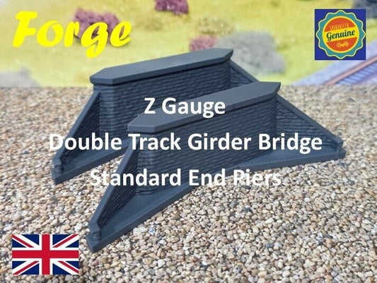 Double Track Iron Girder Bridge Std End Piers Z Gauge Model Railway 1:220 Scale