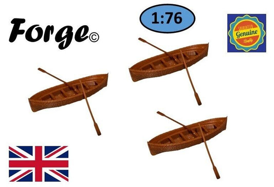 Row Rowing Boat with Oars OO HO Gauge 1:76 Scale Models Train Railway Set of 3