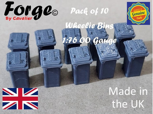 240L Wheelie Bins in OO Gauge - Assorted Colors, 1/76 Scale for Model Railways