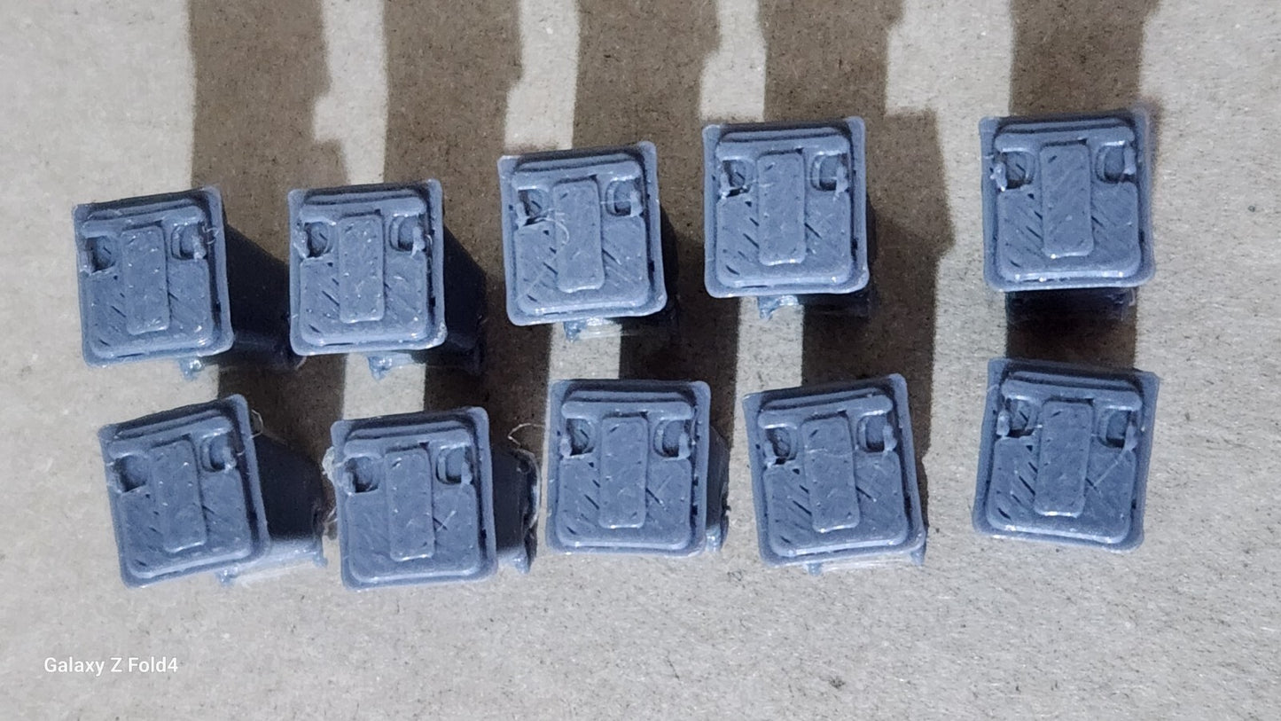 240L Wheelie Bins in OO Gauge - Assorted Colors, 1/76 Scale for Model Railways