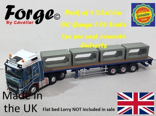 Pack of 4 2.5x1.0m 00 Gauge 1:76 Scale 1pc pre cast concrete Culverts Train Set