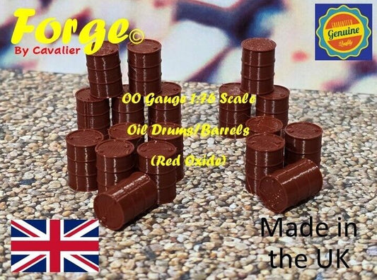 Oil Drum Barrels OO Gauge New Red Oxide  1:76 Scale Models Train Railway 18 Pack