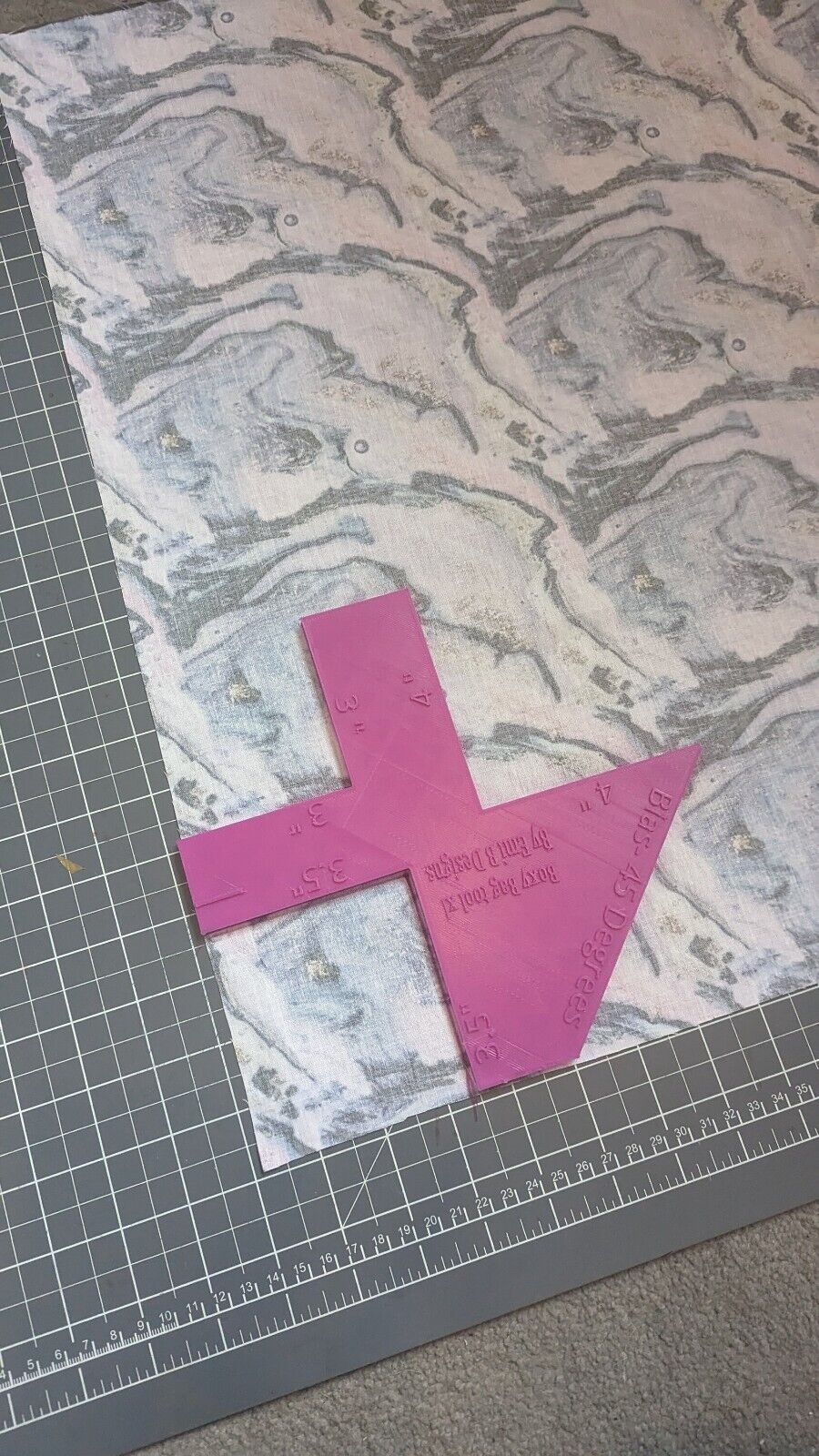 Sewing Tool XL Boxy Bag Making Tool Kits Ruler Fabric Bias 45 Deg Emi B Designs