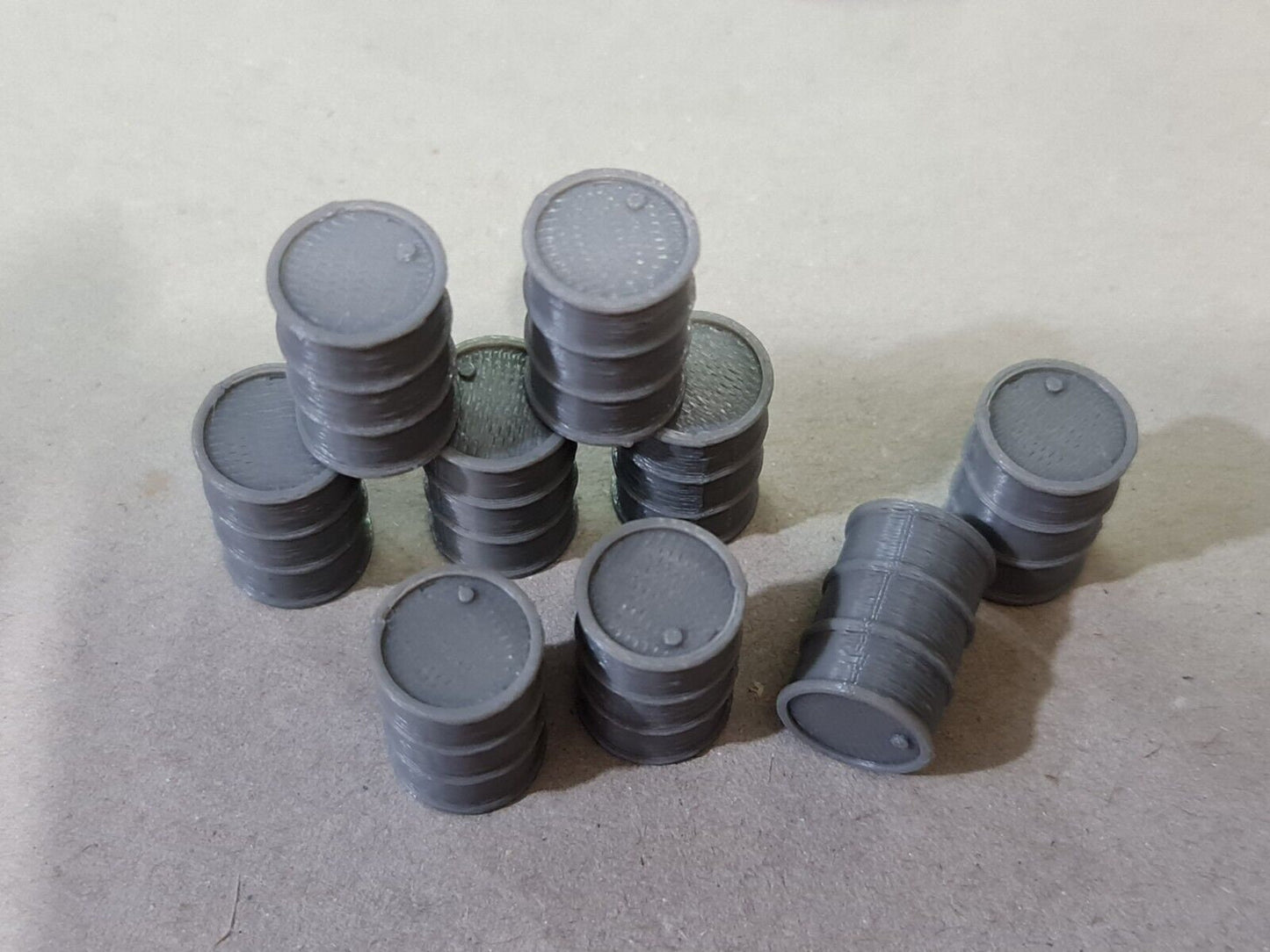 9 New Grey Oil Drum Barrels 1:43 Scale Models diorama accessories Truck Lorry