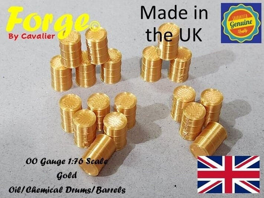 New Gold Oil Drum Barrels OO Gauge 1:76 Scale Models Train Railway 18 Pack