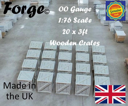 Wooden Crates 3ft Model Train Railway Station Freight New OO HO Gauge 20 Pack